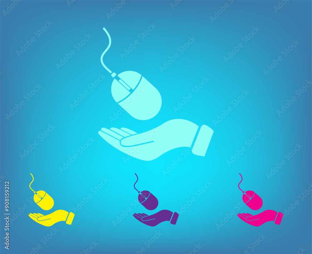 Poster vector color icons on blue background with gradient