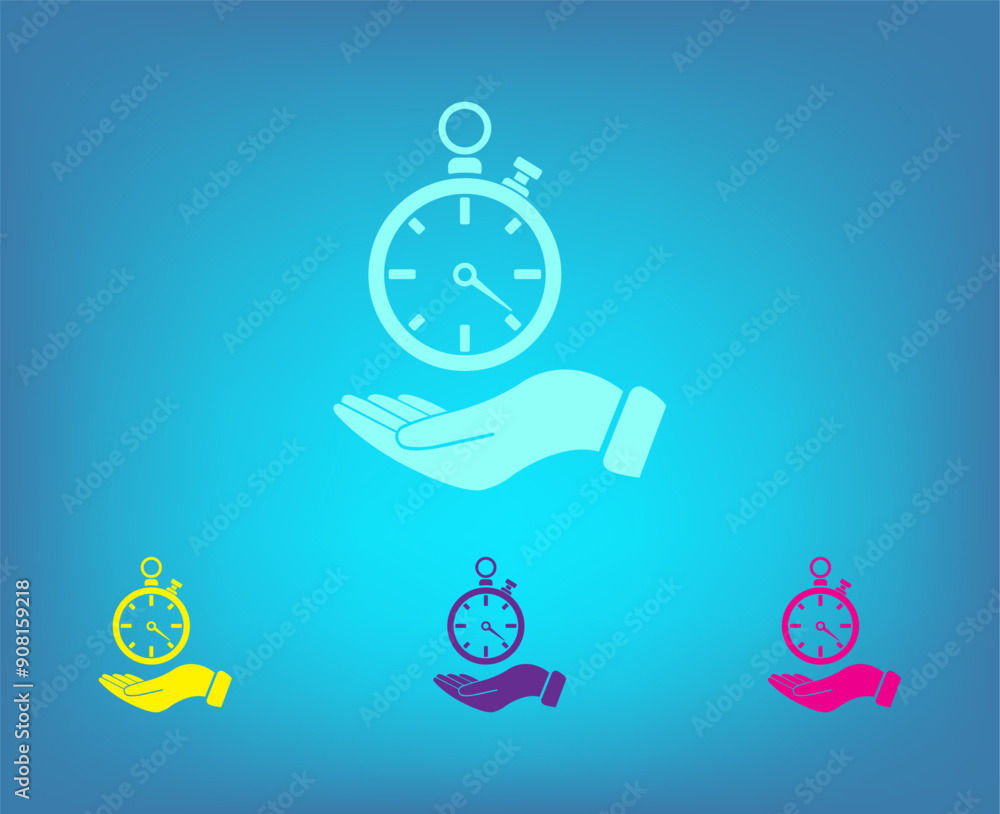 Poster vector color icons on blue background with gradient