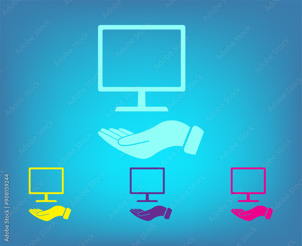 Poster vector color icons on blue background with gradient