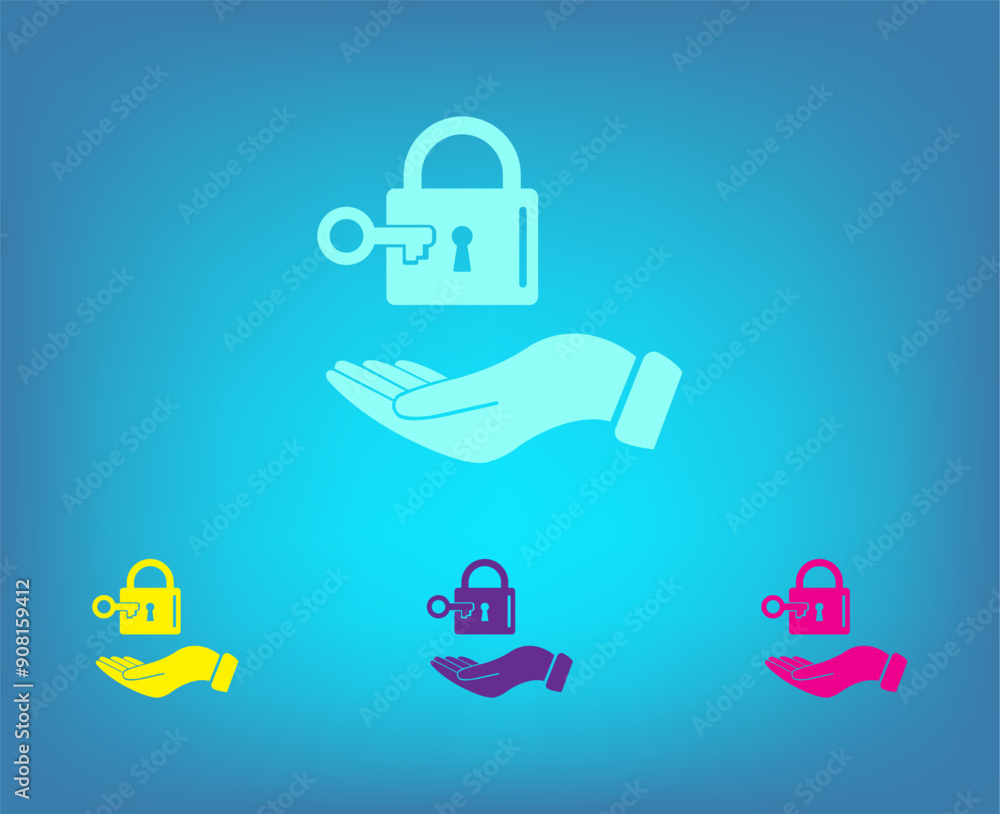 Poster vector color icons on blue background with gradient