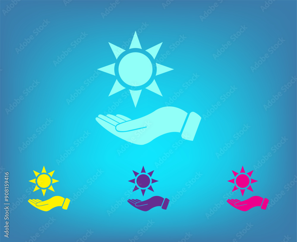 Poster vector color icons on blue background with gradient