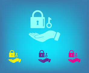 Fototapeta premium Vector color icons on blue background with gradient