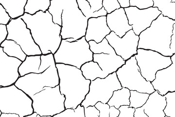 Vector and clip art pattern with many cracks and scratches. Cracked barren desert earth on background banner caused by drought from global warming.