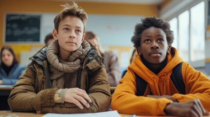 Diverse Classroom Learning Environment - Students Engaged in Education and Collaboration. Generative ai