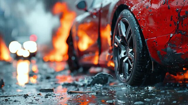 automobile collision on a city road