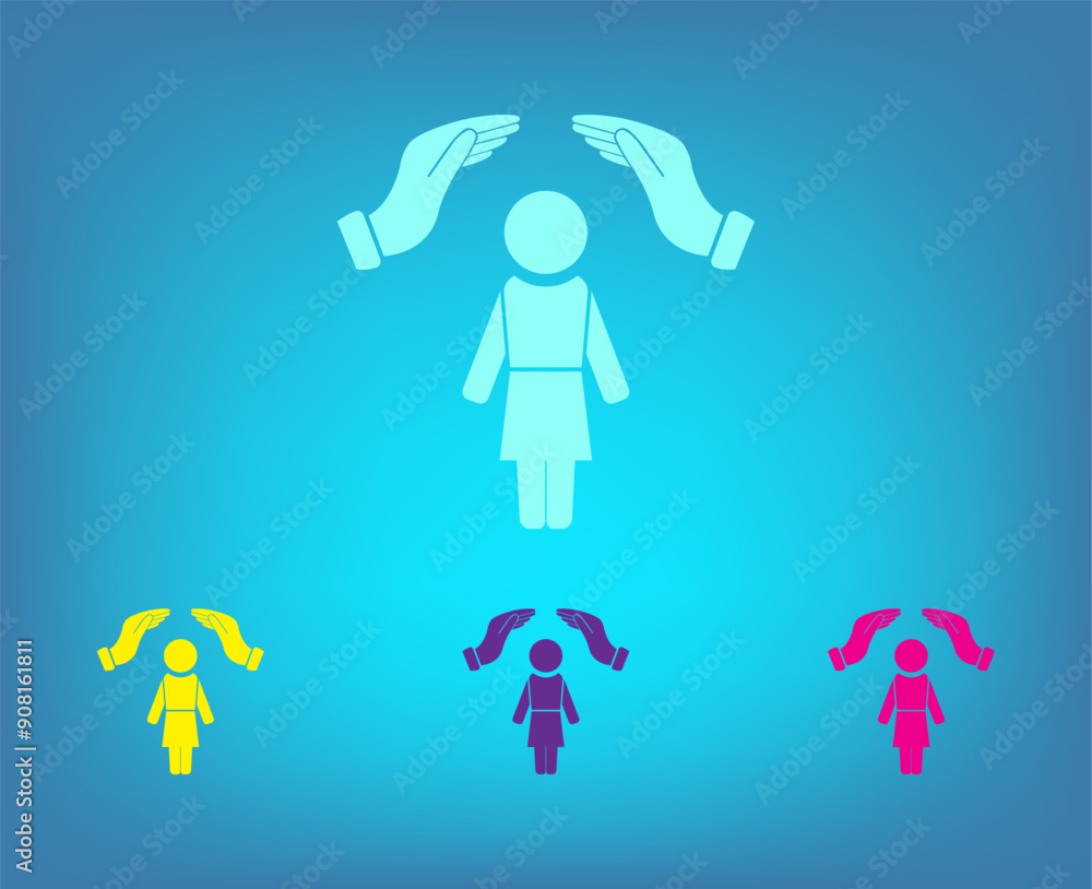 Aufkleber vector color icons on blue background with gradient