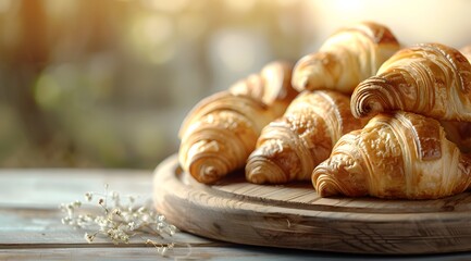 Flaky Croissant Delight: Morning Pastry Photo from a Traditional Bakery