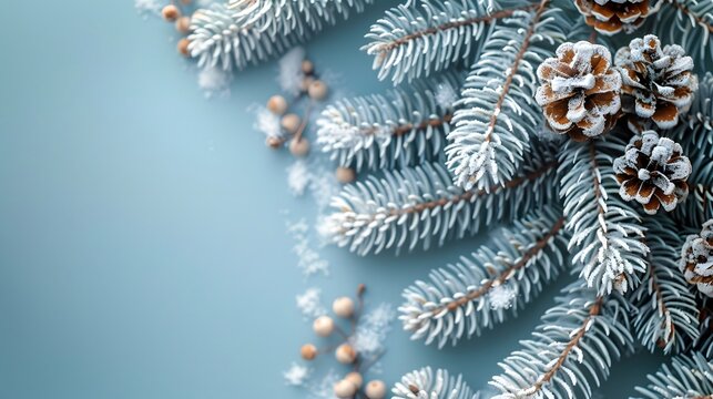 December 2025: Festive Holiday Banner with Snowflakes and Pine Cones.