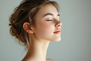 Fototapeta premium A close up of a girl's face with her eyes closed