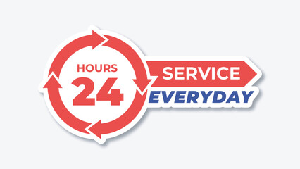 24 hours and 7 days service sticker design 