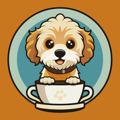 Dog illustration with a little puppy vector illustration