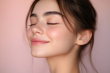 Fototapeta premium A close up of a girl's face with her eyes closed