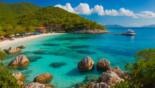 Labadee Island Haiti sunny day panorama