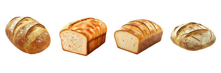Fresh Baked Bread Loaf isolated on transparent png background