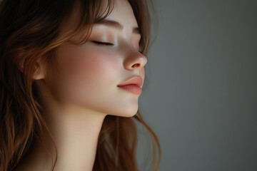 Fototapeta premium A close up of a girl's face with her eyes closed