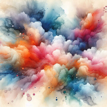 Colorful watercolor background with a white background