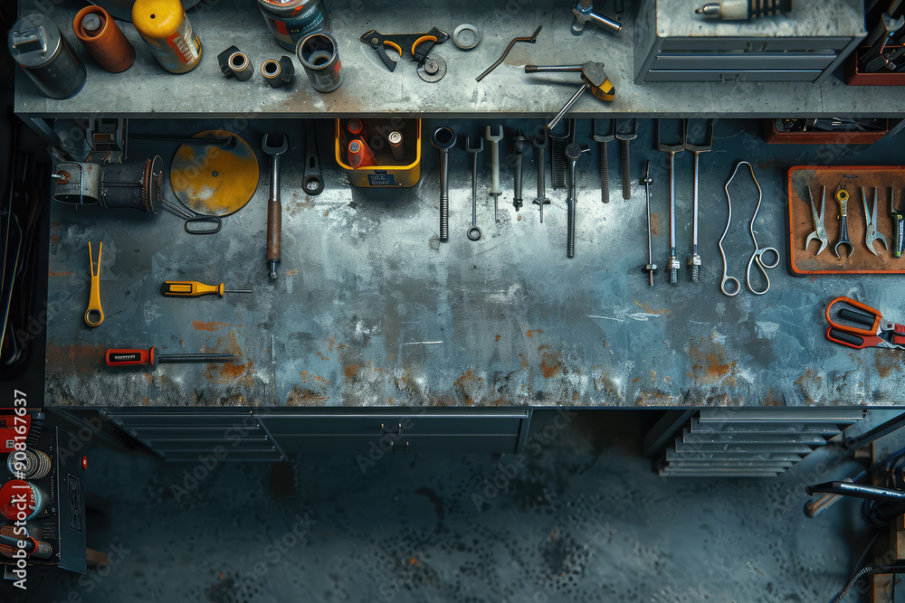 Poster create a mechanic desk workshop surface background