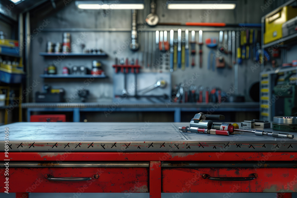Poster create a mechanic desk workshop surface background