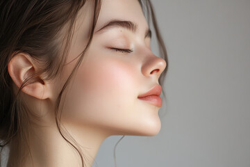 Fototapeta premium A close up of a girl's face with her eyes closed