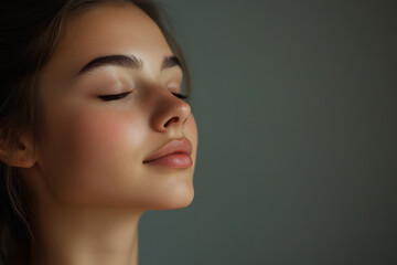 Fototapeta premium A close up of a girl's face with her eyes closed