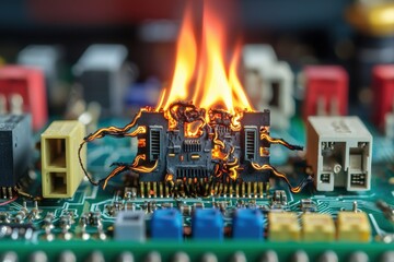 Overloaded electrical circuits with burnt wires, error concept, power failure