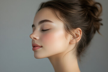 Fototapeta premium A close up of a girl's face with her eyes closed