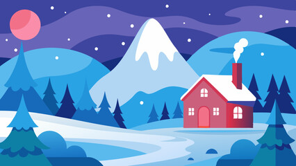 Winter with beautiful nature background vector art illustration