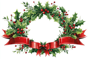 Christmas banner with a festive wreath and space for custom design.