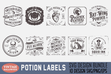 Vintage Halloween Potion Label Bundle