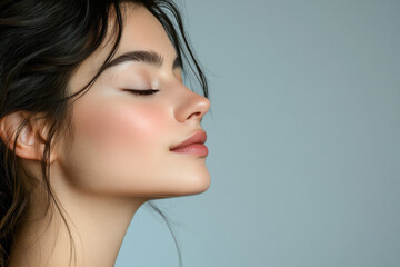 Fototapeta premium A close up of a girl's face with her eyes closed