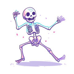 Happy cartoon skull vector design with crossbones symbol
