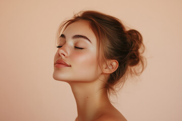 Fototapeta premium A close up of a girl's face with her eyes closed