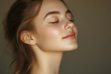 Fototapeta premium A close up of a girl's face with her eyes closed