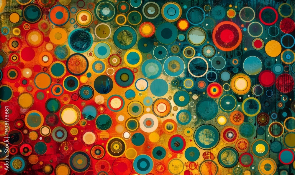 Poster abstract pattern of colorful circles