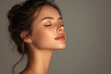 Fototapeta premium A close up of a girl's face with her eyes closed