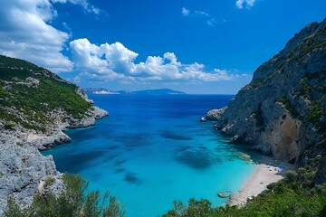 A beach view from top of a cliff