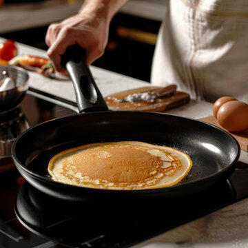 Pancake being cooked in the pan