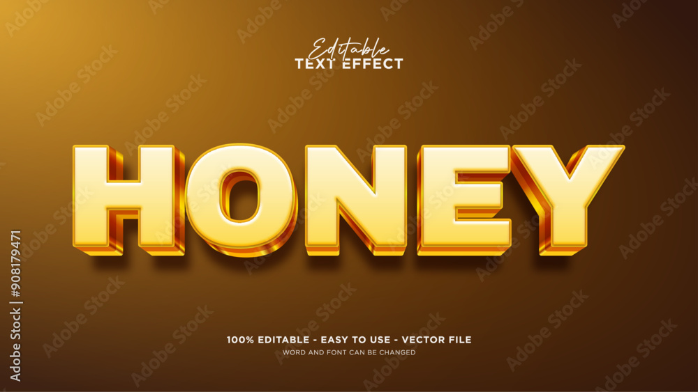 Poster editable honey 3d text effect, 3d vector mock up