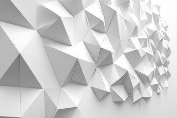 Abstract Geometric White 3D Wall Art with Polygonal Shapes and Modern Design