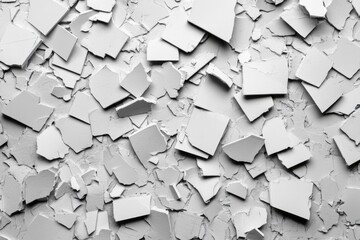 Fototapeta premium Abstract White Cracked Wall Texture with Geometric Fragments for Modern Backgrounds