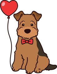 Simple and adorable Valentine's Day illustration of Welsh Terrier outlined