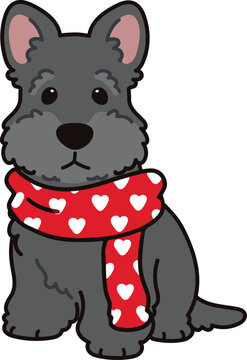 recommend clip art: Simple and adorable Valentine's Day illustration of Scottish Terrier outlined