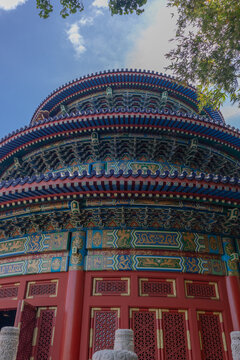 Side view of Temple of Heaven shrine replica of Chinese culture. Lake Buena Vista, Fl. 3-16-24