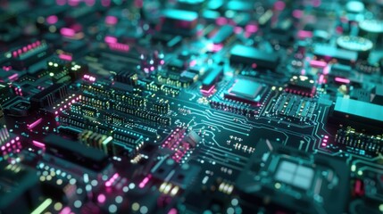 Fototapeta premium Peripheral Component Interconnect PCI motherboard semiconductor computer technology background.
