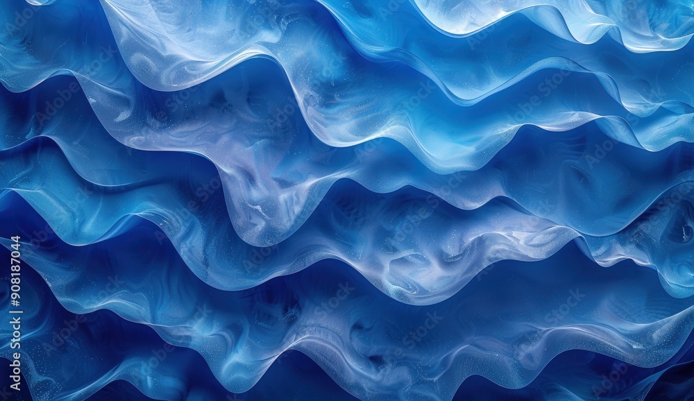 Poster abstract blue background with wavy lines and shapes, creating an elegant and futuristic wallpaper de