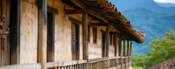 Vernacular architecture, traditional building techniques, close up, cultural heritage, ethereal, blend mode, rural village