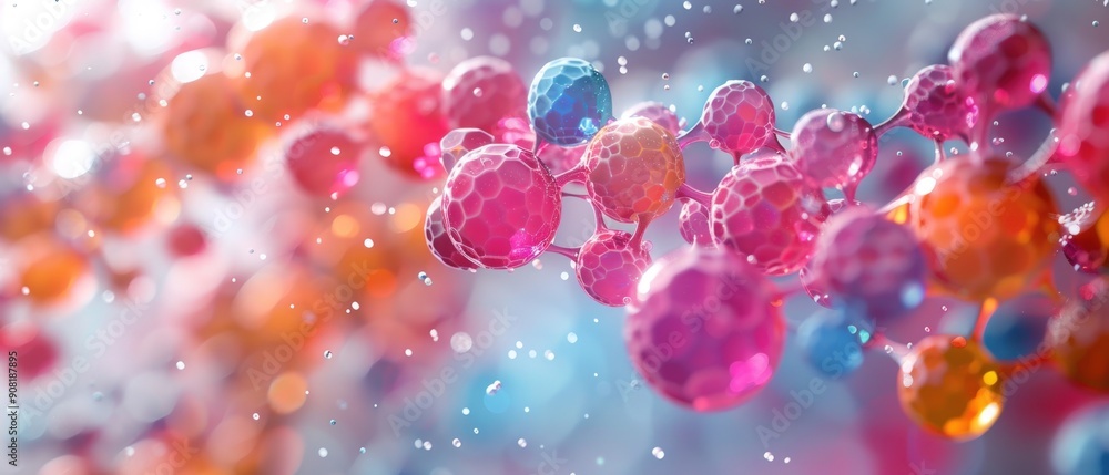 Aufkleber abstract color background with colorful molecules and network connection technology.