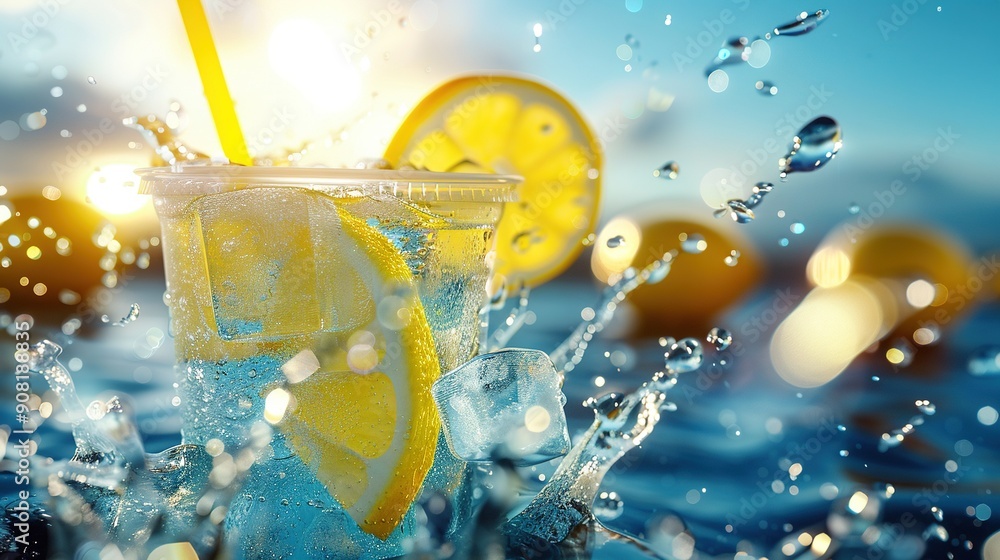 Aufkleber glass of lemonade with straw & slice of lemon..a well-phrased version can be crafted to enhance read