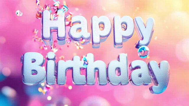 Animated background with appearing text 'Happy Birthday