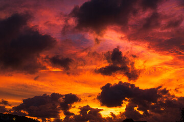 Sunset with red and purple skies